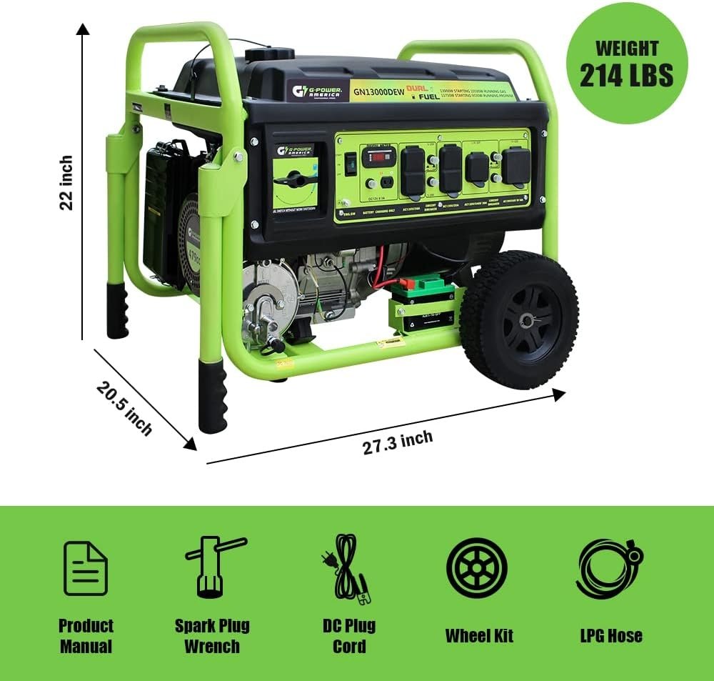 13,000W Dual Fuel Portable Generator, Powered by Gas or Propane, Electric Start, Home Backup & RV Ready - Image 5