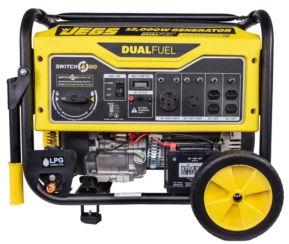 JEGS 12,000 Watt Premium Dual Fuel Portable Generator 86008 - Image 3