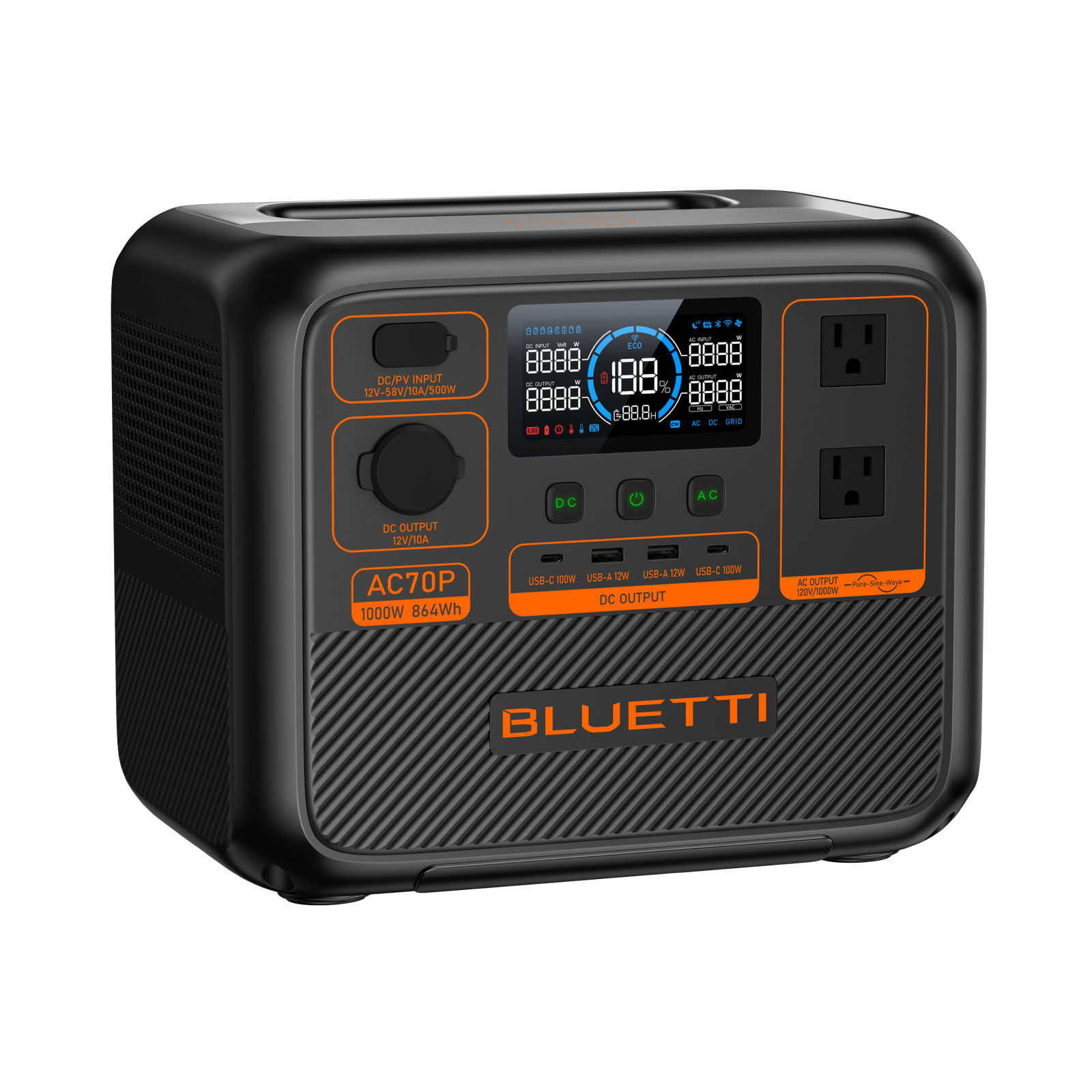BLUETTI AC70P Portable Power Station | 1000W 864Wh - Image 3