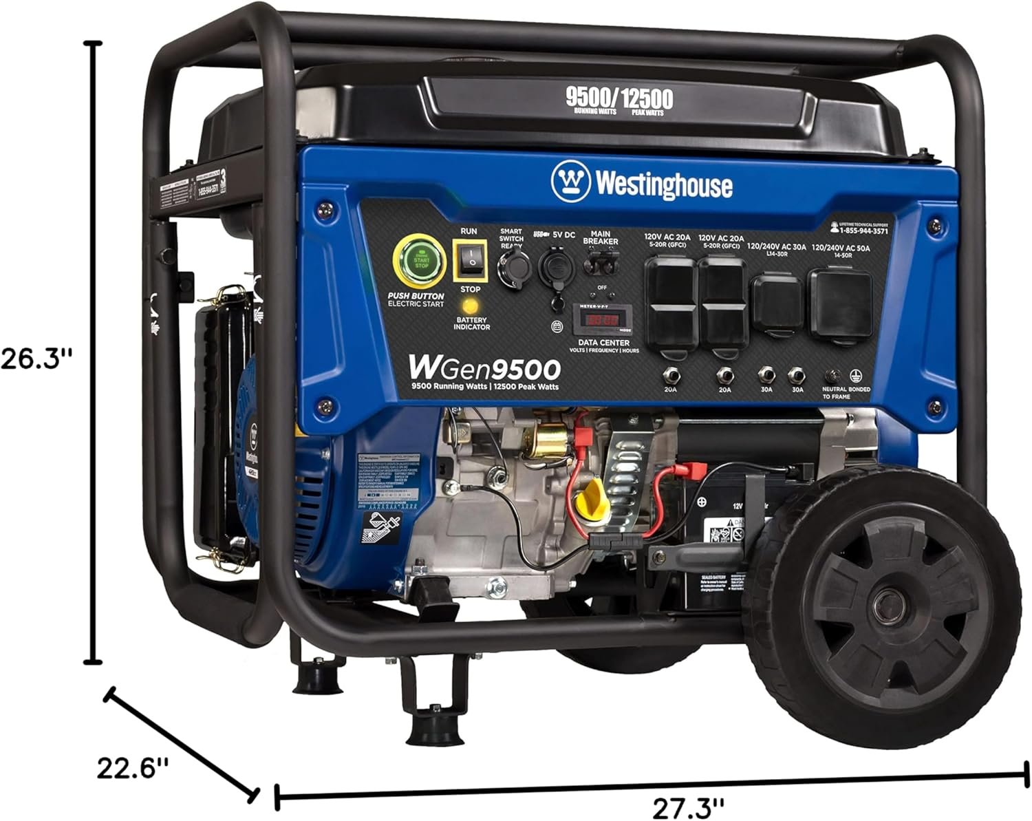 Westinghouse 9500 Peak Watt Home Backup Portable Gas Powered Generator - Image 7