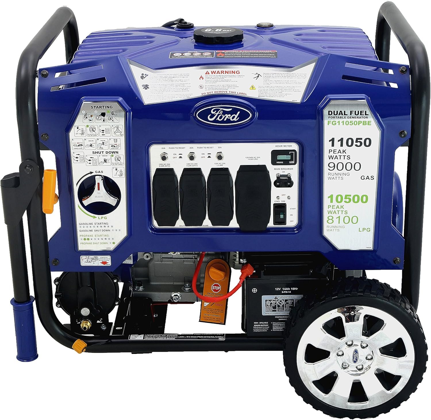 Ford 11,050 Watt Dual Fuel Portable Generator FG11050PBE - Image 7