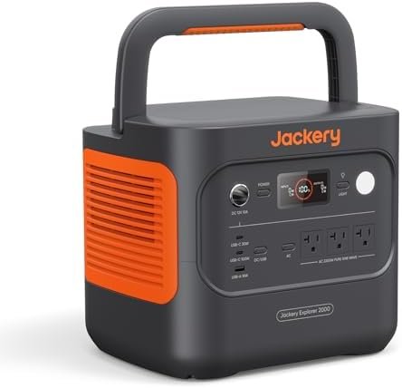 Jackery Explorer 2000 v2 Portable Power Station, 2042Wh LiFePO4 Home Backup Battery, 2200W Solar Generator, USB-C PD 100W Fast Charging for Emergencies, Power Outages, Camping(Solar Panel Optional)