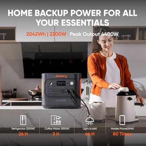 Jackery Explorer 2000 v2 Portable Power Station, 2042Wh LiFePO4 Home Backup Battery, 2200W Solar Generator, USB-C PD 100W Fast Charging for Emergencies, Power Outages, Camping(Solar Panel Optional) - Image 6