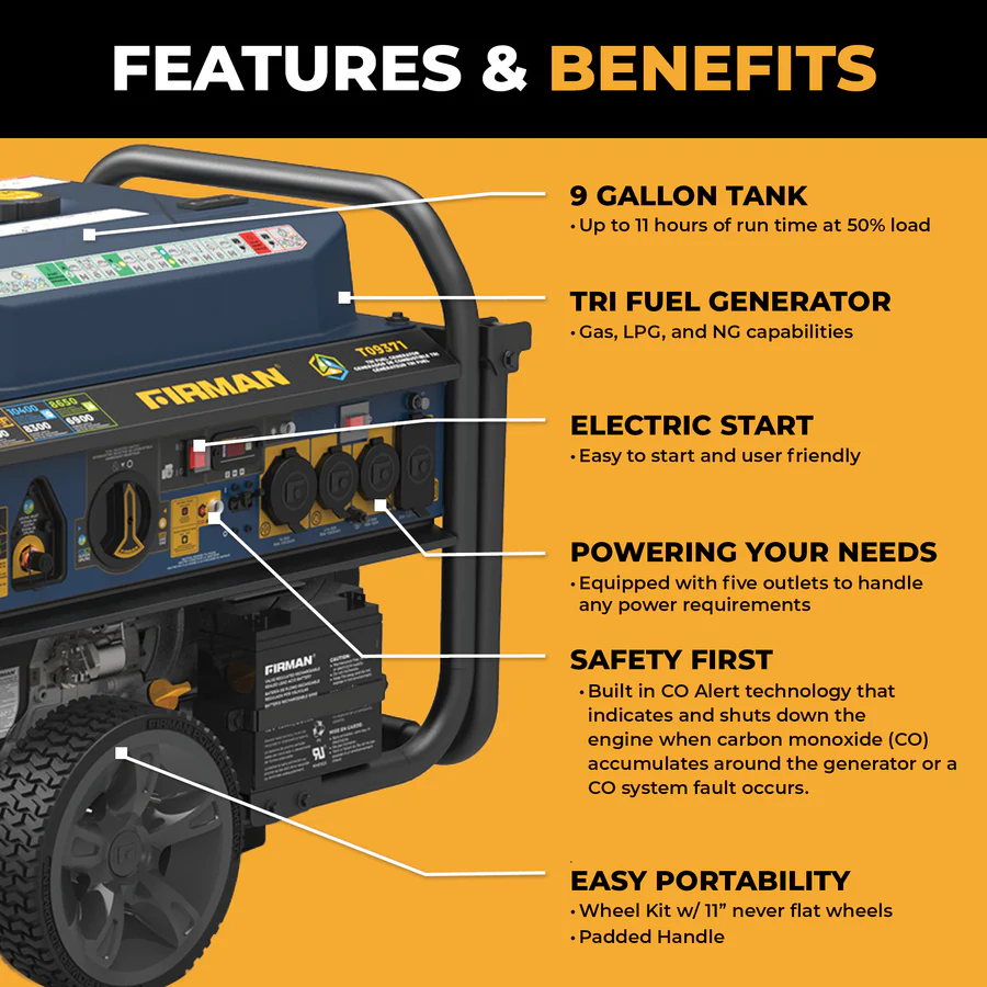 Firman 11600W Tri Fuel Portable Generator - Image 3