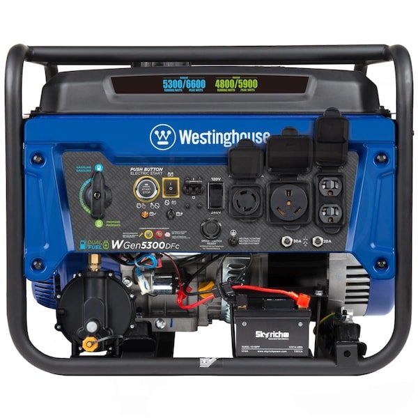 Westinghouse WGen5300DFc - 5300 Watt Electric Start Dual-Fuel Portable Generator w/ Wireless Remote Start, RV Outlet & CO Sensor (49-State) - Image 6