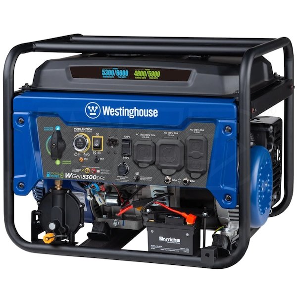 Westinghouse WGen5300DFc - 5300 Watt Electric Start Dual-Fuel Portable Generator w/ Wireless Remote Start, RV Outlet & CO Sensor (49-State) - Image 5